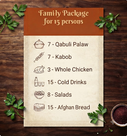 Family Package for 15 Persons - Afghan food bundle