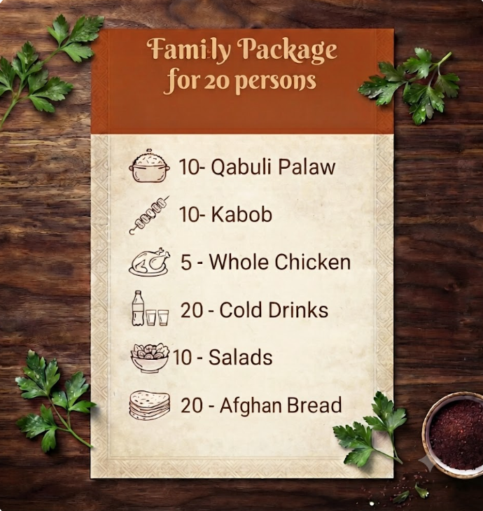 Family Package for 20 Persons - Afghan food bundle