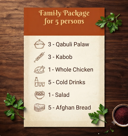 Family Package for 5 Persons - Afghan food bundle