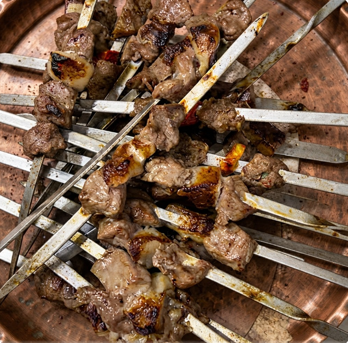 Beef Tika Kabob - Afghan charcoal grilled beef skewers