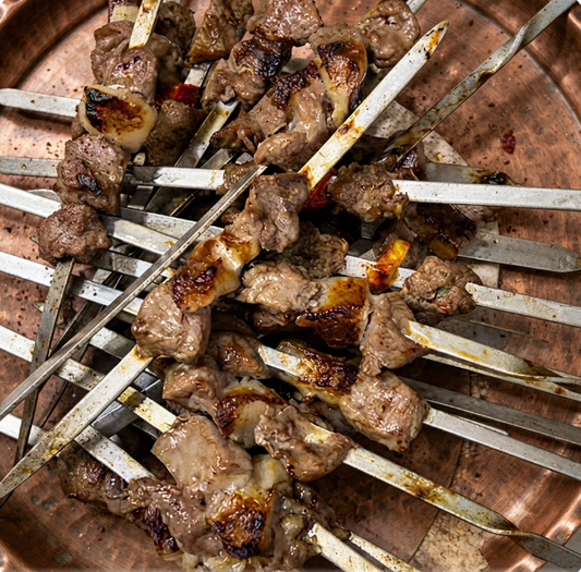 Beef Tika Kabob - Afghan charcoal grilled beef skewers
