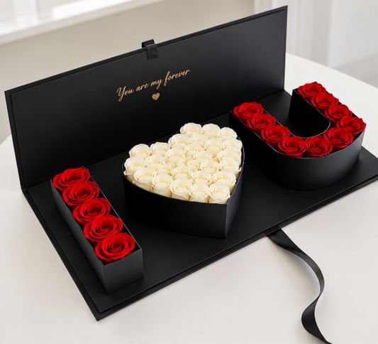 Luxury I Love You Heart Shaped Rose Gift Box Red White Roses Kabul