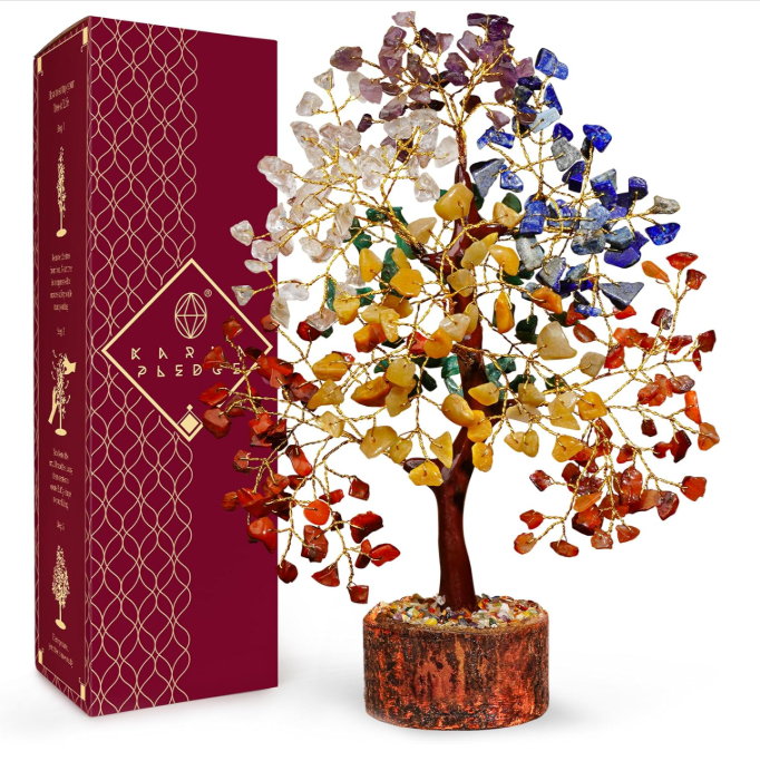 Handmade Healing Crystal Tree with Multi-Color Gemstones Gift Box