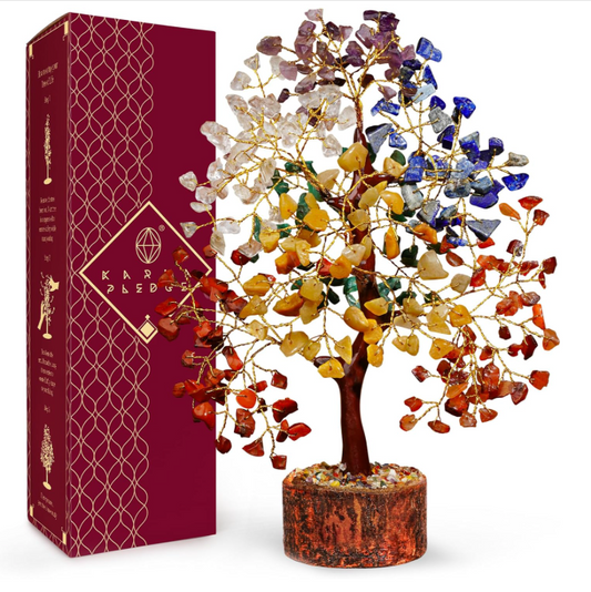 Handmade Healing Crystal Tree with Multi-Color Gemstones Gift Box