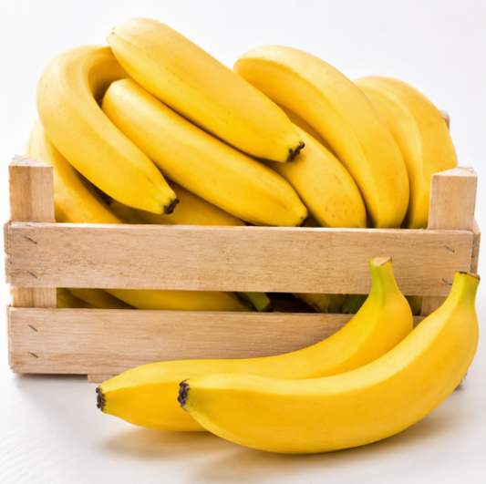 Fresh Bananas in a wooden crate